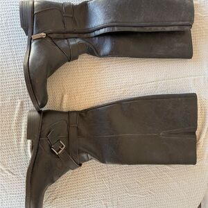 Kenneth Cole Black Knee-High Riding Boots with Buckle